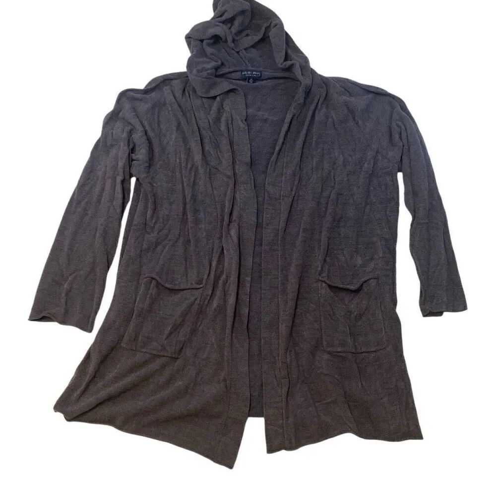 Barefoot Dreams CozyChic Lite Hooded Grey Cardigan Size 3X w Pockets